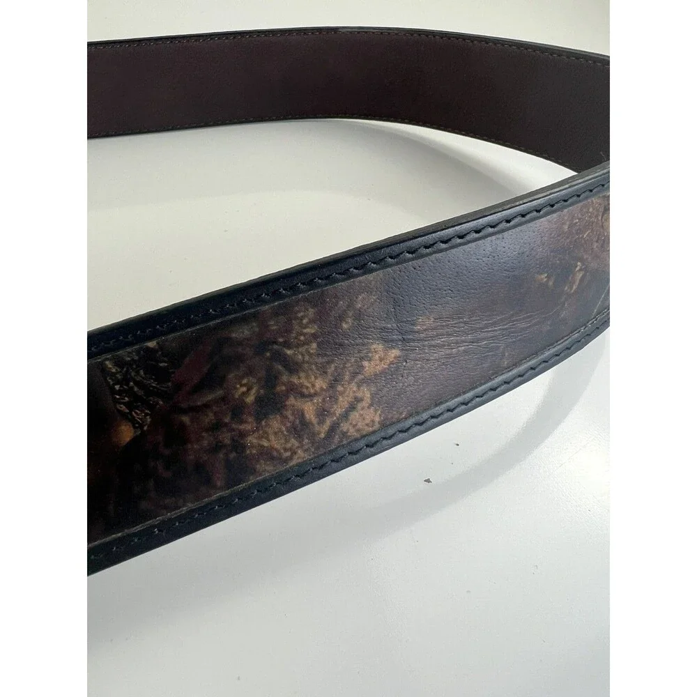 Mossy Oak Camouflage Brown 1705 Camo Genuine Leather Men’s Sz 38 Reversible Belt